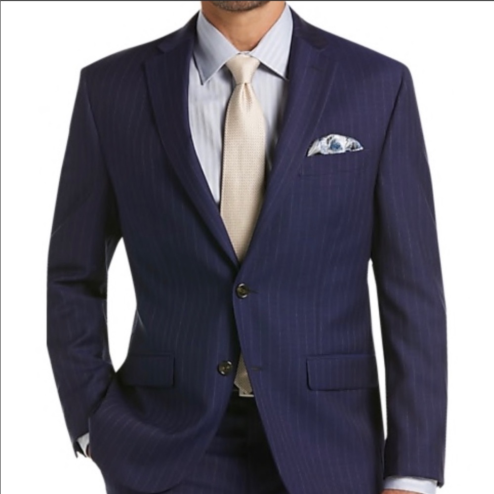 Ralph Lauren Navy Wool Pinstripe Suit, sz 42S, NEW